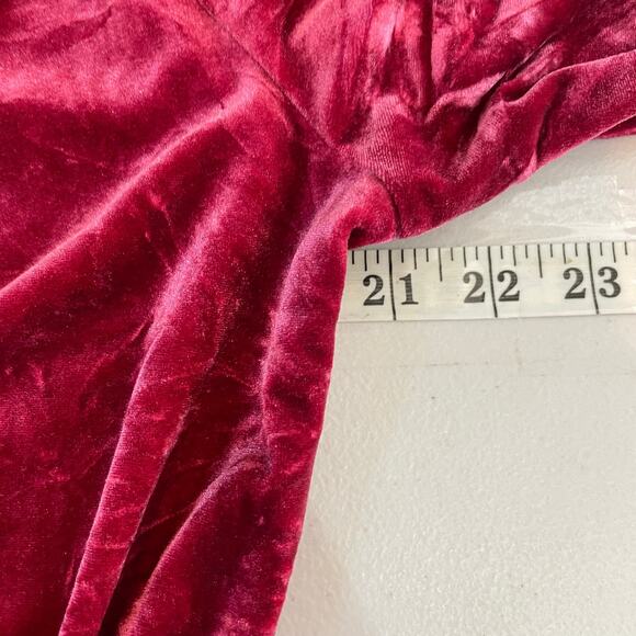 J. Crew Mercantile Pinkish Red Velvet Faux Wrap Sz Large Fairy Whimsical Holiday - Picture 7 of 9